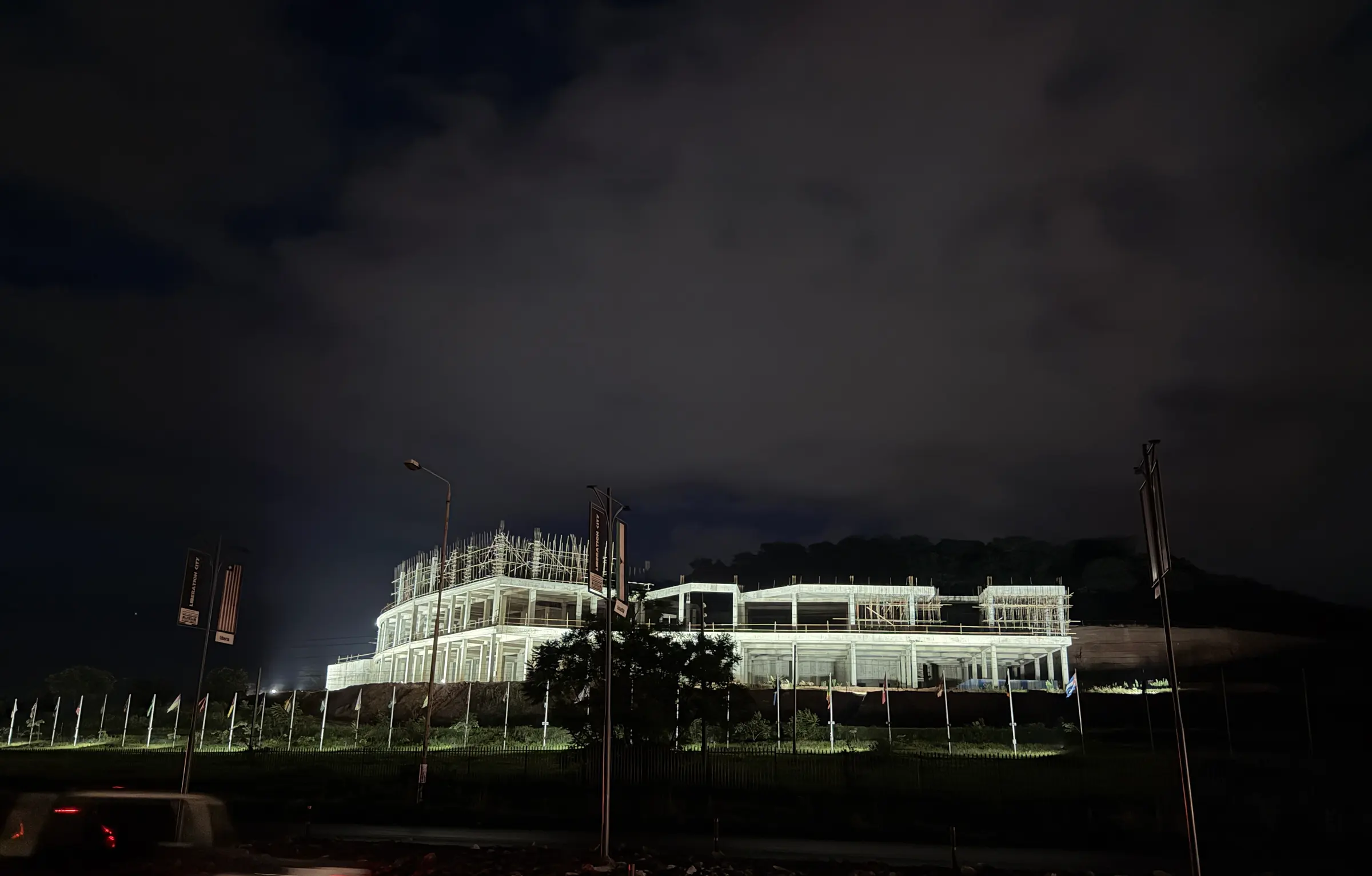 Museum of African Liberation: construction-site lighting