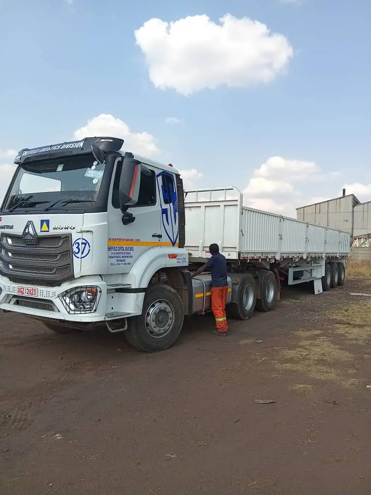 Truck and trailer ready for loading